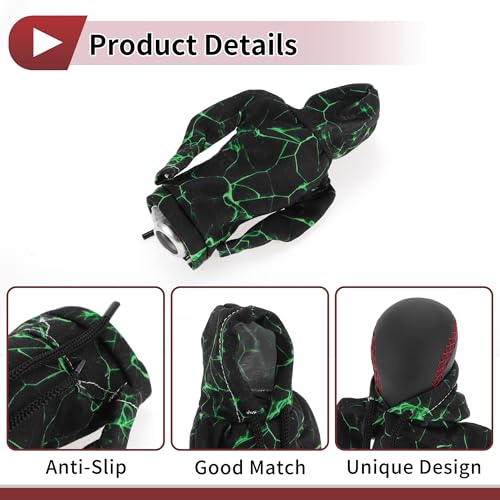 1 Pc Gear Shift Knob Cover Decoration Stick Shifting Handle Protector 5.91"x4.33" Hoodie Style Green Black Polyester