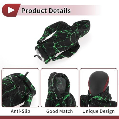 1 Pc Gear Shift Knob Cover Decoration Stick Shifting Handle Protector 5.91"x4.33" Hoodie Style Green Black Polyester
