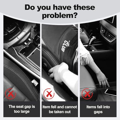 Car Seat Gap Filler Set of 2, Soft Foam Seat Side Gap Seam Filler with Drop Prevention & Storage Hook, Universal Fit Fill The Gap Between Seat & Console, Perfect for Car, SUV, Truck (Black)