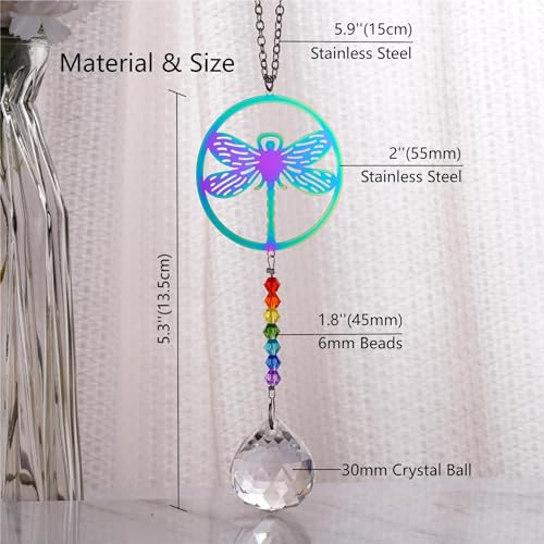 Dragonfly Memorial Gifts for Loss of Family, Loved One, Pets, Crystal Suncatcher Ornament Rainbow Maker Car Charm for Funeral, Sympathy, Bereavement, Daily Remembrance, Car Decor