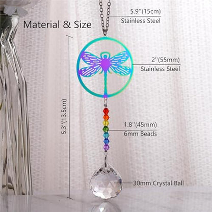 Dragonfly Memorial Gifts for Loss of Family, Loved One, Pets, Crystal Suncatcher Ornament Rainbow Maker Car Charm for Funeral, Sympathy, Bereavement, Daily Remembrance, Car Decor