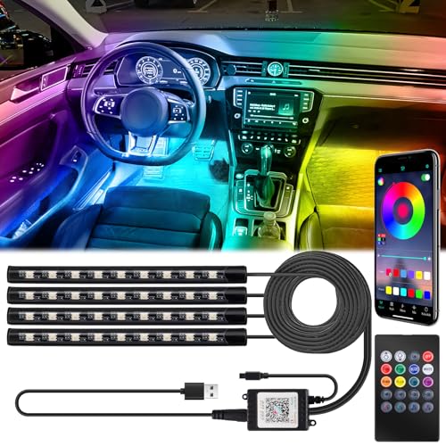 BFXM Car Interior Lights, Car Accessories Interior, 5V LED Strip Lights with USB Adapter, Ambient Lighting, App & Remote Control Music Sync Color Change Lights for Truck Car Decor - color: USB Adapter (36LED Beads)