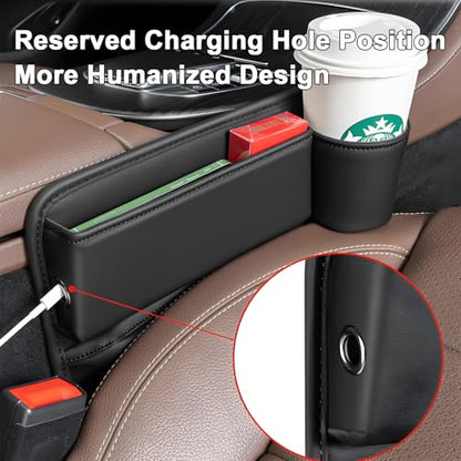Car Seat Gap Filler Organizer, Universal Premium Leather Seat Organizer with Cup Holder, Seat Gap Storage Box with Bottle Holder, Car Leather Gap Bag Front Center Console Seat (Driver Side) - size: Driver Side