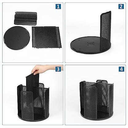 Cup and Lid Organizer Cup Dispenser Coffee Cup Organizer Paper Cup Holder Rotating for Bathroom, Restaurant, Break Room, Coffee Station, Bar, Buffet, Kitchen Cabinet, Countertop,4 Compartment - color: Black