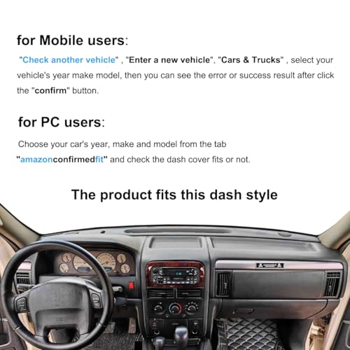 Dash Cover Mat Custom Fit for Jeep Grand Cherokee Dashboard Pad Cap Carpet Protector K196 (Black) - color: Black