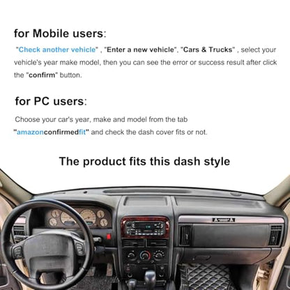 Dash Cover Mat Custom Fit for Jeep Grand Cherokee Dashboard Pad Cap Carpet Protector K196 (Black) - color: Black