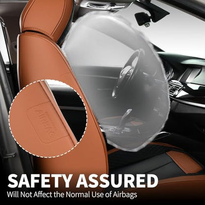 Car Seat Covers Front Set, Black Car Seat Cover, Breathable Premium Leather Seat Covers, Automotive Vehicle Seat Covers for Cars Trucks Vans SUVs Sedans (Brown&Black) - color: Brown&Black, size: Frontpair