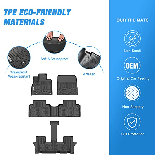 Nilight TPE Floor Mats for 2020 2021 2022 2023 2024 2025 Kia Telluride with 2nd Bucket Seats Without Center Console,All Weather Custom Fit Heavy Duty Floor Liners - color: 2020-2025 Kia Telluride