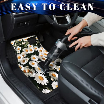 Daisy Car Floor Mats Set of 4 White Yellow Simple Background Fresh Carpet Front Rear Carpets Mat Non-Slip Auto Car Accessories Universal Fit for Car SUV Truck Van - color: Daisy