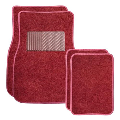 4PCS Car Floor Mats, Waterproof Non-Slip Car Floor Liners with Safety Heel Pad, All-Weather Wear-Resistant Mats Heavy Duty Universal Carpets for Truck SUV Van Sedan (Wine Red) - color: Wine Red