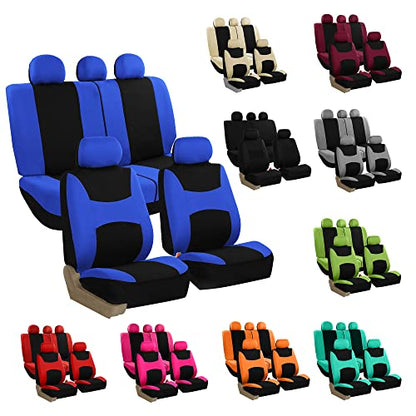 TLH Light and Breezy Flat Cloth Automotive Car Seat Covers Front Set Only, Airbag Compatible, Purple Color Universal Fit Car Seat Protector for Cars, Auto, Trucks, SUV - color: Purple