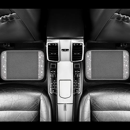 CAR PASS Bling Diamond Car Mats Shining Carpet Crystal Rhinestones Sparkly Glitter Floor Mats with Anti-Slip PVC Heel Pad Universal Fit for Automotive SUV, Sedan, Car, Van, 4pcs for Girl Women, Gray - color: Gray