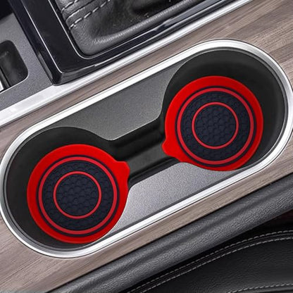 Mandark Car Cup Holder Coaster, 2.75 Inch Non-Slip Vehicle Cup Holder Insert Mats, Dustproof Automotive Interior Console Cup Insulated Pads Accessories, Universal for SUV, Sedan, Truck (Red) - color: Red