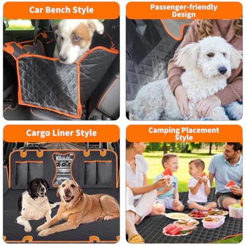 Dog Car Seat Cover,Back Seat Extender for Dogs,600D Heavy Dute Durable Car Seat Cover for Dogs Pets,100% Waterproof Back Seat Pet Cover for Dogs with Mesh Window, with Seatbelt,Trucks and SUVs - color: Dog Bone