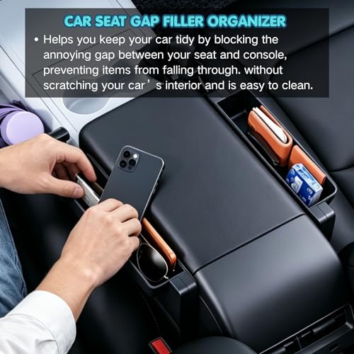 Carbon Fiber 2-in-1 Steering Wheel Tray Table & Car Seat Gap Filler Organizer | Foldable Adjustable Desk for Laptop, Eating & Work | Universal Car Office Accessories for Drivers, Women & Men