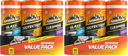 Armor All Protectant, Glass and Cleaning Wipes, Wipes for Car Interior and Car Exterior, 30 Count Each (Pack of 6) - size: 90 Count (Pack of 2)