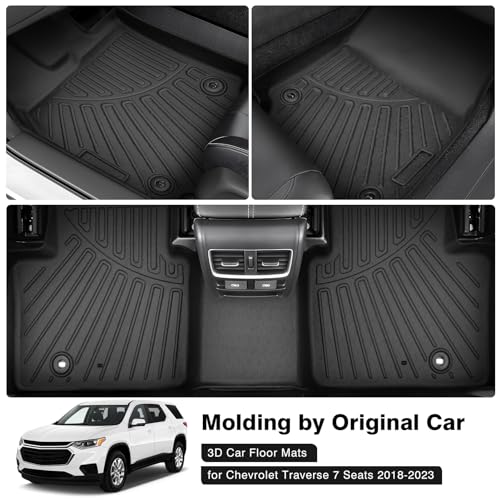 Floor Mats for 2018-2024 2025 Chevy Chevrolet Traverse 7 Seater Accessories All Weather Floor Liner 3D TPE Floor Mat Heavy-Duty Floor Liners((Only for with 2nd Row Bucket Seat) - size: 2)Chevrolet Traverse 7 Seat｜18-25｜1st to 3rd Row