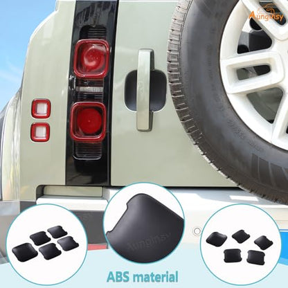 5PCS Car Exterior Door Handle Bowl Trim Covers Compatible with Land Rover Defender 110 2020-2025, ABS Outside Front Rear+Rear Trunk Tailgate Door Handle Cup Bowl Panel Scratch Protector Accessories
