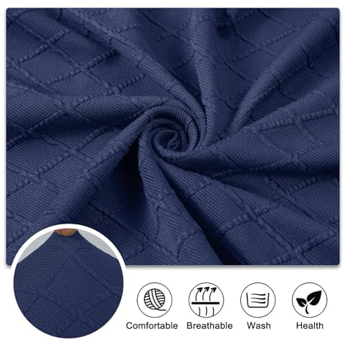 Lebaley Stretch Jacquard Bench Cover Removable Washable Slipcover for 42-54 Inch Rectangular Ottomans and Benches, Elastic Fit for Dining Room, Living Room, Kitchen Furniture Protection (Navy)