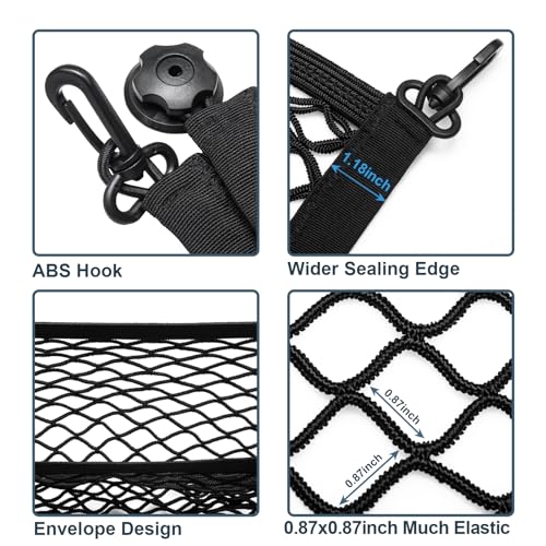 Cargo Net for SUV Trunk Net Organizer 35.4 x 11.8 inches, Elastic Heavy Duty Storage Mesh Net with Hooks Double-Layer Car Rear Cargo Net for Sedan, Vehicle
