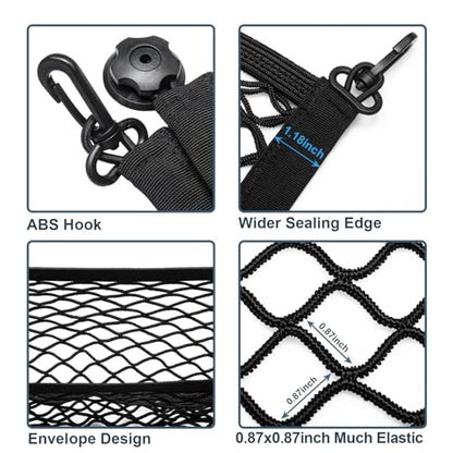 Cargo Net for SUV Trunk Net Organizer 35.4 x 11.8 inches, Elastic Heavy Duty Storage Mesh Net with Hooks Double-Layer Car Rear Cargo Net for Sedan, Vehicle