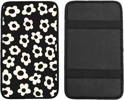 Car Center Console Cover,White Flowers Auto Center Console Pad,Armrest Cover Protector for Vehicle SUV Truck Car - color: White Flowers