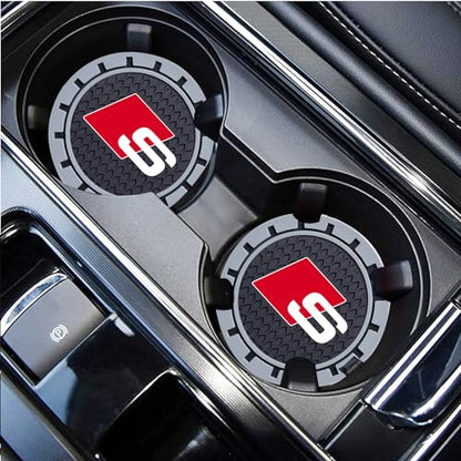 Car Cup Holder Coaster for Audi S Line S1 S2 S3 S4 S5 S6 S7 S8 SQ2 SQ5 SQ7 SQ8 Series Cupholder Coaster Interior Accessories 2.75in 2Pack - color: Black-09
