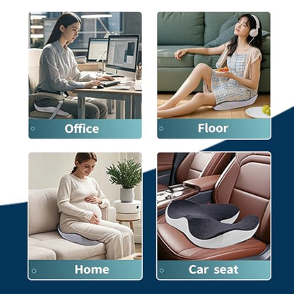 Pressure Relief Seat Cushion for Long Sitting Hours on Office/Home Chair, Car, Wheelchair - Extra-Dense Memory Foam for Hip, Tailbone, Coccyx, Sciatica-Black (Dark Edge) - color: Black (Dark Edge)