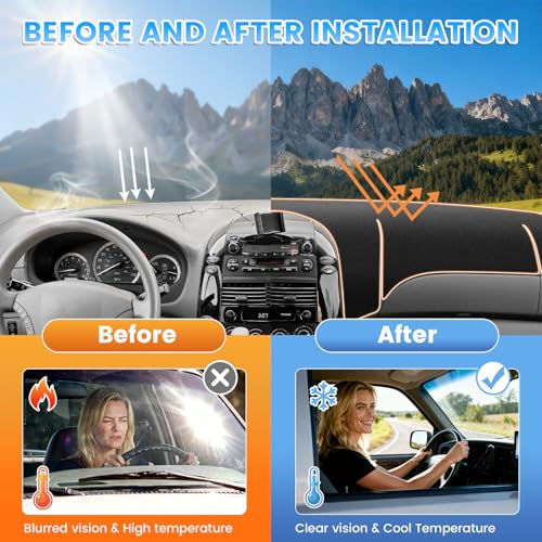 KUST Black Dash Cover Compatible with Toyota Sienna 2004-2010 Dashboard Cover Accessories for Sienna Non-Slip Polyester Dashboard Mat Custom Fit Center Console Sunshield Protector No Glare - size: Sienna 04-10(Black)