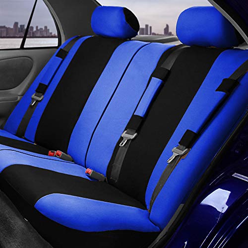 FH Group Light & Breezy Cloth Seat Full Car Seat Covers (Airbag & Split Ready) with Carpet Floor Mats- Universal Car, Truck, SUV, or Van (Blue/Black) FB030115 - color: Blue