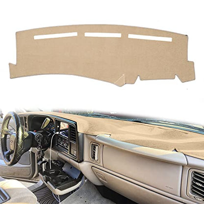 Dashboard Cover for Chevrolet Silverado 1500 2500 3500 1999-2006 Avalanche Chevy Tahoe Suburban GMC Sierra Yukon Dash Cover Mat(Premium Carpet, Beige) - color: Beige