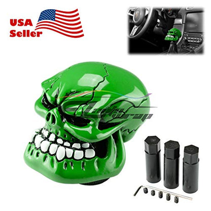 EZAUTO WRAP Green Universal Manual Wicked Skull Head Gear Stick Car Shift Knob Shifter Halloween - color: Green