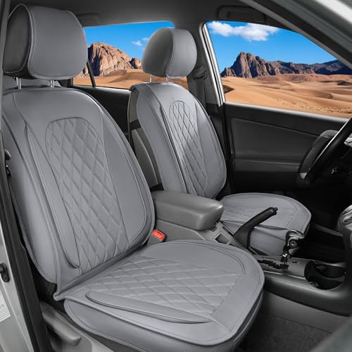 LINGVIDO Car Seat Covers for Front Seats (2 Seats) - Premium Perforated Nappa Leather,Waterproof Shield, Omni-Adapt Fit for SUVs Sedans, Ideal for Rideshare & Pets - color: Gray, size: Front Only (2 Seats)