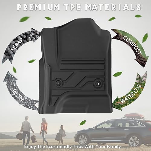 KARPAL Floor Mats for 2014-2018 Chevy Silverado & GMC Sierra 1500 Crew Cab, 2015-2019 Silverado/Sierra 2500/3500 Crew Cab(Footwell Cvg), All-Weather TPE Custom Fit Floor Liners Car Accessories - style: 2014-2019 | For Chevy Silverado Crew Cab| 1st & 2nd R