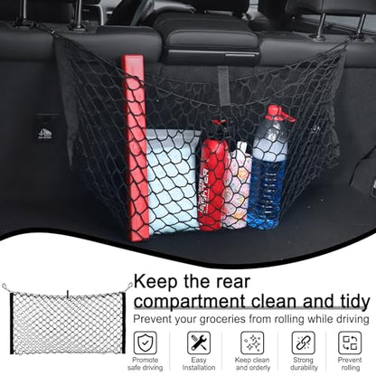 Amiss Cargo Net Stretchable, Car Exterior Accessories, Adjustable Elastic Trunk Storage Net with Hook for SUVs, Cars and Trucks (11.8"x 31.5") - size: 11.8×31.5 Inch