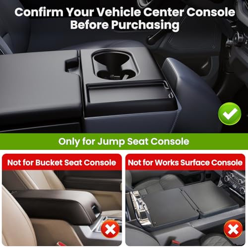 Front Center Seat Headrest Organizer Compatible with 2011-2025 2026 Ford F150 F250 F350 F450 F550 F650 Accessories, Compartment Tray Container Storage Box with Cup Holder(Jump Seat Only) - style: Organizer with Cup Holder