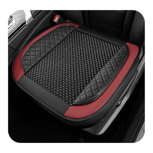 Car Seat Cover, Leather Vehicle Front Bottom Seat Cushion Cover with Storage Pocket, Anti-Slip Bottom Seats Protector Luxury Interior Decor for Most Car Trucks SUVs (Knitting, Black+Red) - color: Knitting, Black+Red