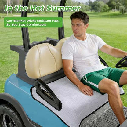 10L0L Universal Golf Cart Seat Covers/Seat Blanket for EZGO TXT/RXV & Club Car DS/Precedent, Breathable Seat Towel/Seat Cushions with Non-Slip Backing, All-Season Comfort (Not for Yamaha) - color: Light Gray