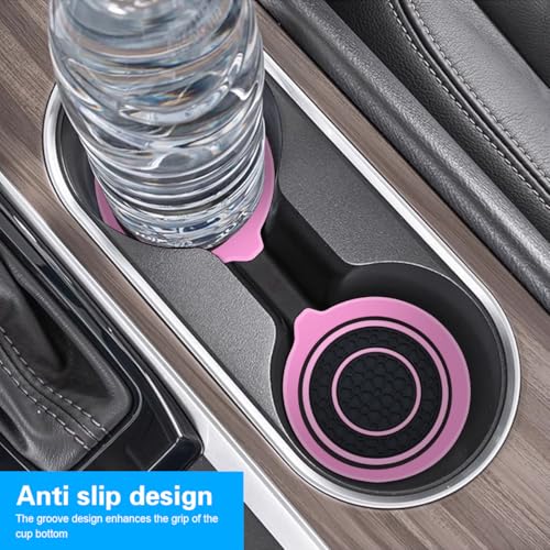 Mandark Car Cup Holder Coaster, 2.75 Inch Non-Slip Vehicle Cup Holder Insert Mats, Dustproof Automotive Interior Console Cup Insulated Pads Accessories, Universal for SUV, Sedan, Truck (Pink) - color: Pink