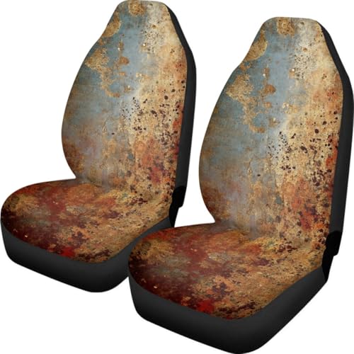 Pehede Car Seat Cover Rusty Iron Front for Cars, Easy to Install Cover Set, Accessories Auto Trucks Van SUV,2 Packs - color: Multi32