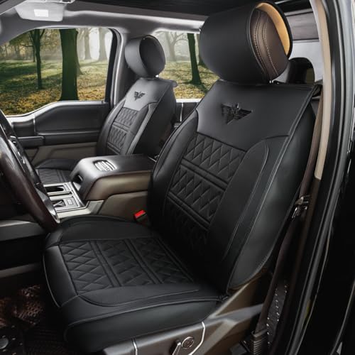 LPI Truck Heavy Duty Premium Truck Seat Covers for Front Seats, For Full-Size Truck SUV, Padded Seat Cover with Bottom Wrap-around, Front Seat Protector; Front & Rear Storage Pockets, Waterproof, 2 pc - color: Truck Seat Cushion Black