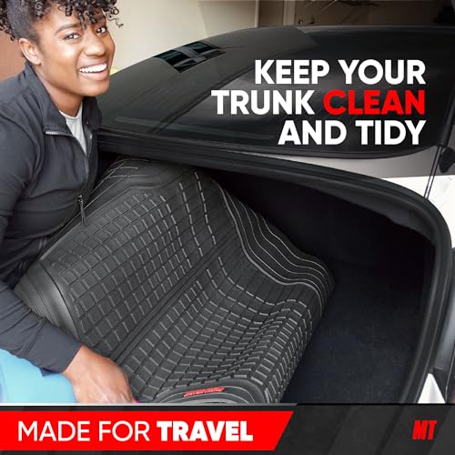 Motor Trend Premium FlexTough All-Protection Cargo Mat Liner – w/Traction Grips & Fresh Design, Heavy Duty Trimmable Trunk Liner for Car Truck SUV, Black (OF-985-BK)