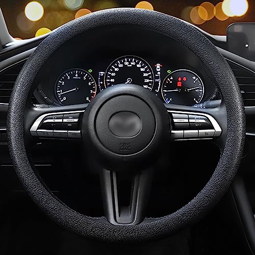 LRITER Car Steering Wheel Cover, Non-Slip Silicone Material, Multiple Color Choices, Universal Auto Parts Steering Wheel Cover, Suitable for Most Cars (Black) - color: Black, size: 1PCS