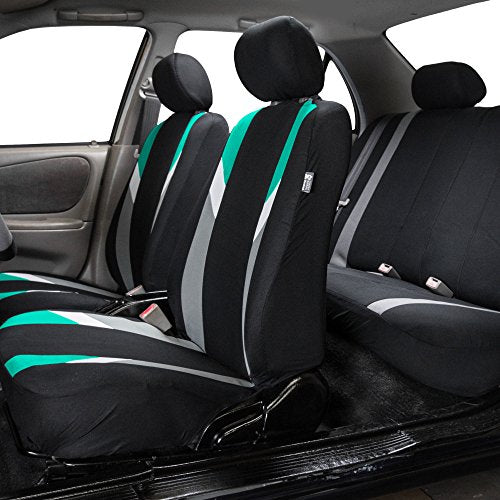 FH Group Premium Modernistic Flat Cloth Car Seat Covers – Universal Fit, Washable Seat Covers for SUV Sedan Van, Mint, Full Set - color: Mint, size: Full Set