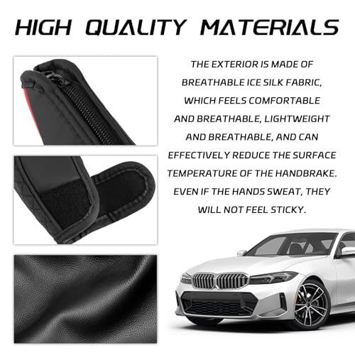 Leather Car Gear Shift Knob Cover, Exquisite Embroidery Design, Durable Anti-Slip Shifter Lever Protector, Universal Shift Knob Decoration Accessories for Most Car, SUV, Truck(Black & Red) - color: Black&Red