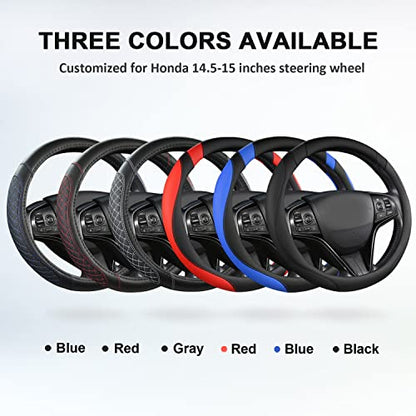 West Llama Customized Auto Car Steering Wheel Cover for Honda(Black+Gray-Standard Size) - color: C-gray-1, size: Standard Size (14½''-15'')