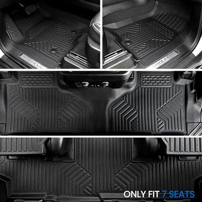Floor Mats Cargo Mat for 2021-2024 2025 2026 Chevrolet Chevy Suburban/GMC Yukon XL/Cadillac Escalade ESV 7 Seats Car Mat Accessories, All Weather TPE Full Set Trunk Cargo Liner