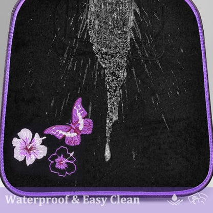 CAR PASS Embroidery Butterfly and Flower Car Floor Mats, Purple Car Floor Mats, Universal Fit 95% Automotive,SUVS,Sedan,Vans,for Women,Girly,Set of 4(Black with Purple) - color: Purple Butterfly and Flower