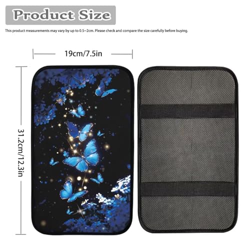 Blue Butterfly Daisy Print Car Armrest Cushion Car Arm Rest Cover Pad Universal Fit - color: Blue Butterfly Daisy