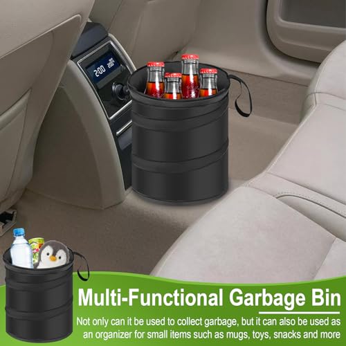 ecocstm 2 PCS Car Trash Can, Collapsible Pop-up Car Garbages Can, Car Accessories Portable Garbage Bin with Elastic Band, Waterproof Small Garbage Can for Back Seat Front Seat, for Outdoor Traveling